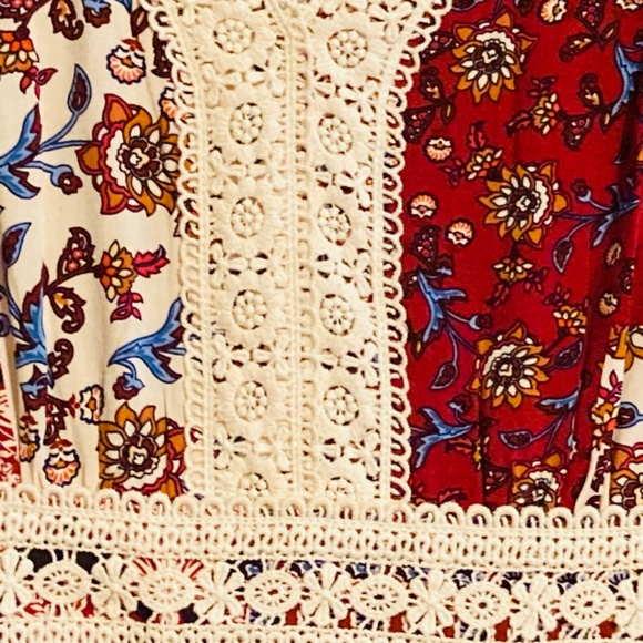 Patchwork Maxi Dress long Sleeve sz L 8-10/12 - Picture 3 of 10